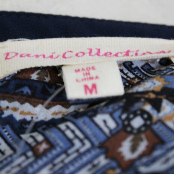 Dani Collection Colorful Patterned Blouse Top Size Medium Long/Short Sleeve - Picture 2 of 8